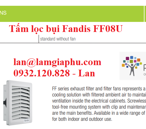 tấm lọc bụi Fandis FF08U