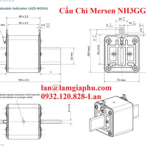 Cầu Chì Mersen NH3GG50V500