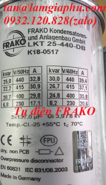 đại lý tụ điện Frako tại việt nam