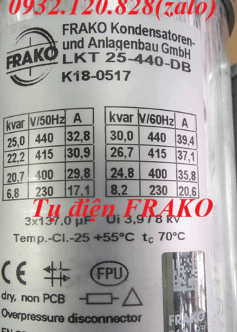 Tụ bù Frako LKT 25-440-DB
